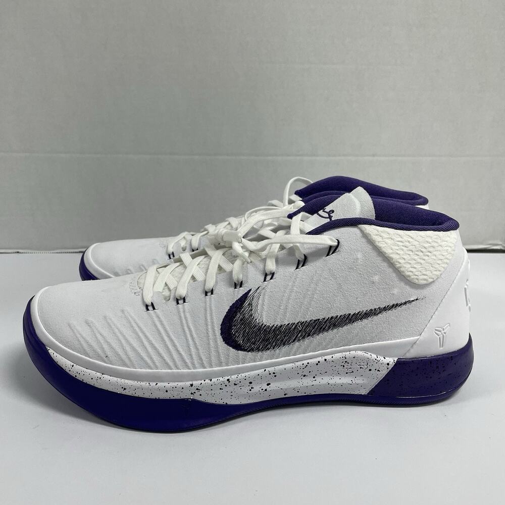 Nike Kobe AD Mid Baseline 922482 100 Size 11 White Purple Bryant Lakers Sneakers